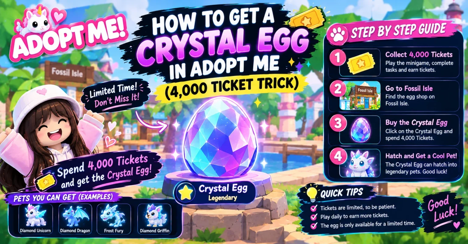 How to Get a Crystal Egg in Adopt Me (4,000 Ticket Trick) How to Get a Crystal Egg in Adopt Me (4,000 Ticket Trick)