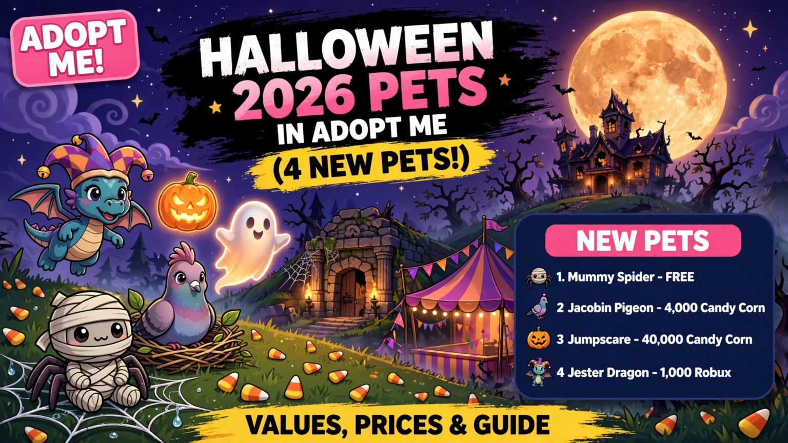 Adopt Me Halloween 2026 pets guide: Kitty Bat, Spider Box, Black Dog and Phantom Dragon prices and how to get them